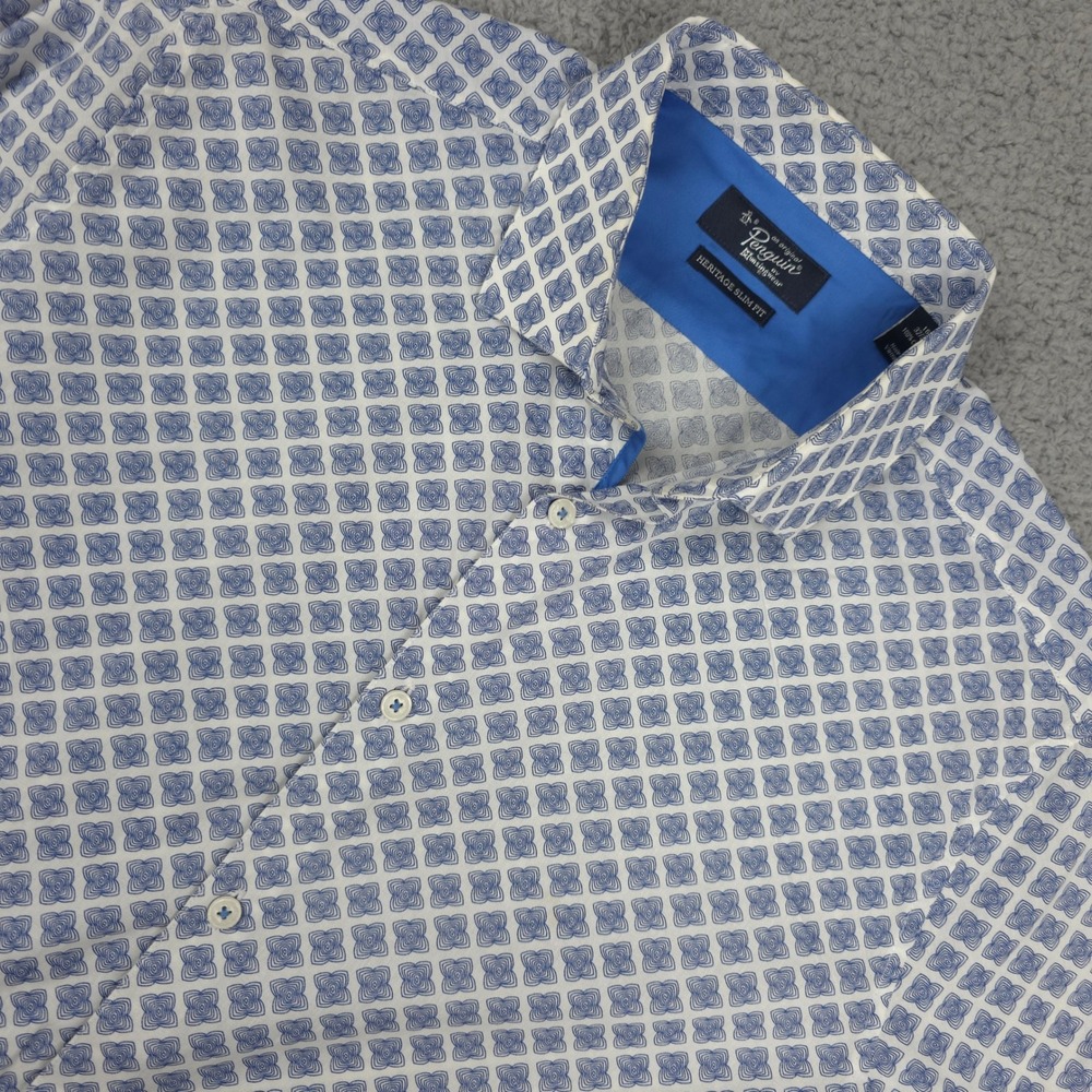 Penguin Heritage Slim Fit‎ Button Down Shirt Geometric Print Size 16